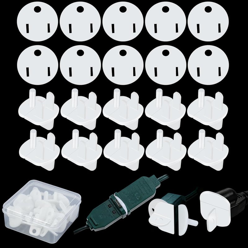 Wenfan 10 Sets Weatherproof Gaskets and Plug Protectors Covers Waterproof Extension Cord Outlet Gasket and Plugs Covers for Christmas Lighting Installation Stop Gfcis from Tripping Fit 2 or 3 Pronged Plugs - Image 1